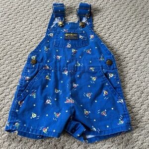 Vintage OshKosh B'gosh Blue Sailboat Print Overalls